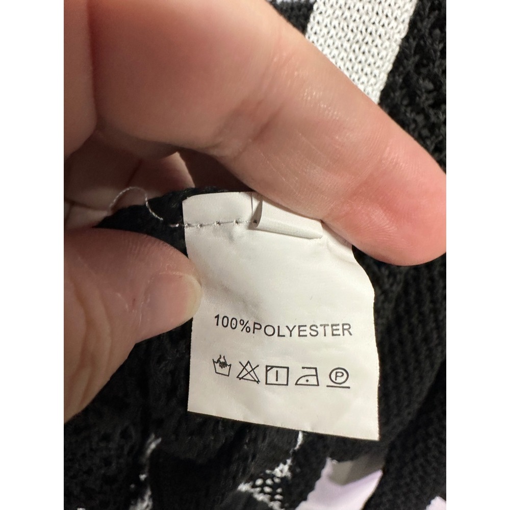 Black Crochet Hockey Football Jersey Sweater Boston Oversized Open Knit XL - Picture 6 of 6